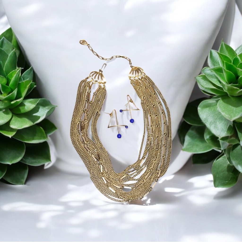 Vintage Multiple Layer Necklace And Earrings